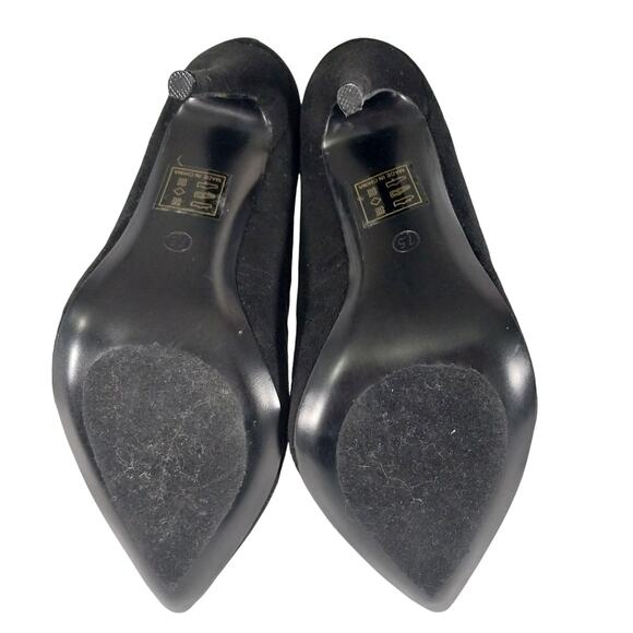 NWOT!JACOBIES! BLACK VEGAN SUEDE MICROFIBER LADDER STRAPPED ANKLE BOOTS! SZ 7.5M - Picture 8 of 9